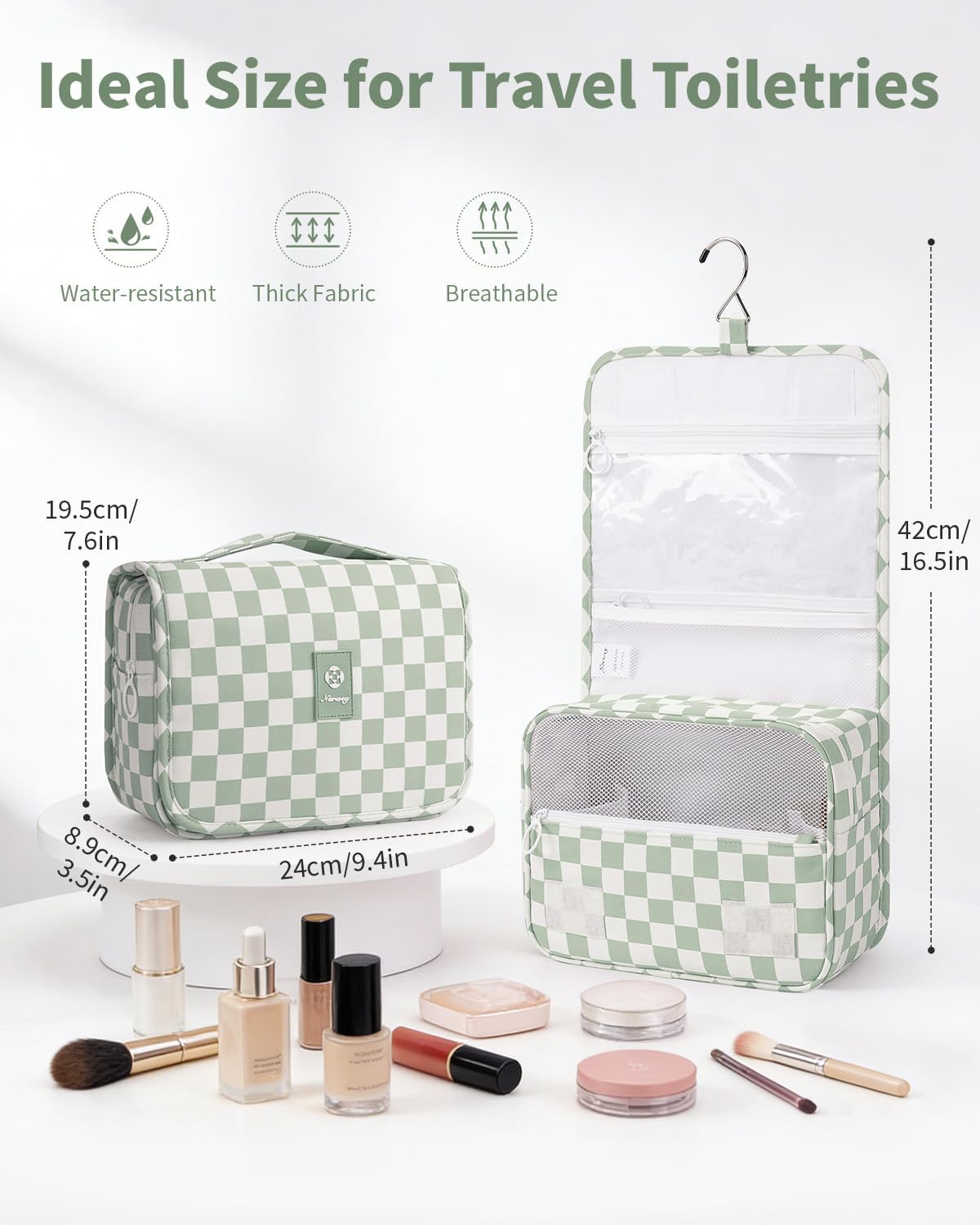 Narwey Hanging Travel Toiletry Bag for Kids Girls Women, Cute Makeup Bag