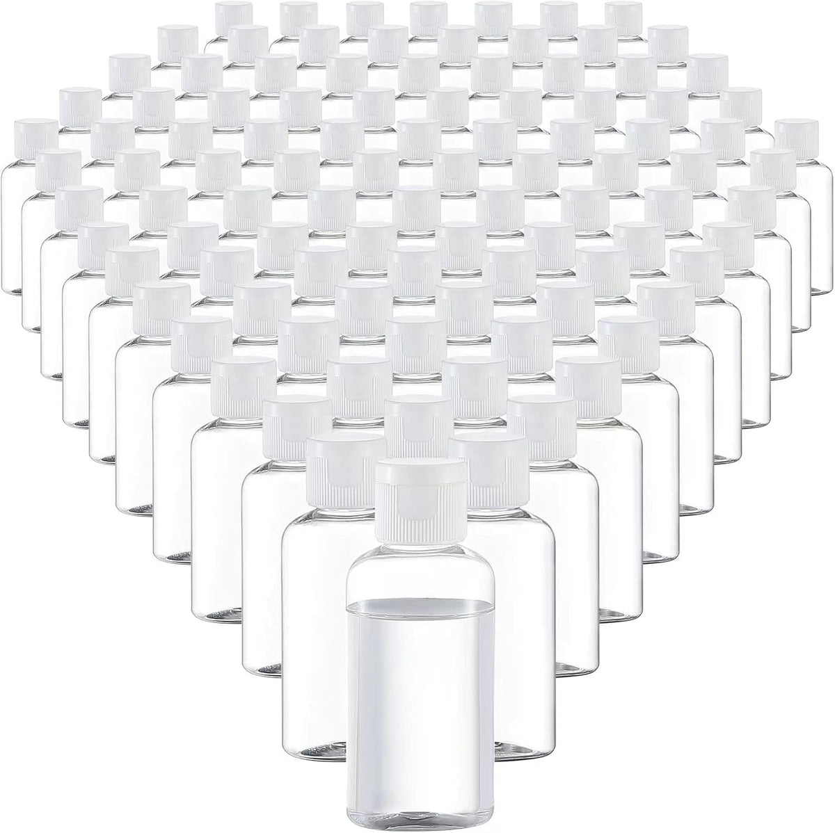 100 Pcs 1.7 oz Clear Travel Bottles with Flip Caps for Toiletries