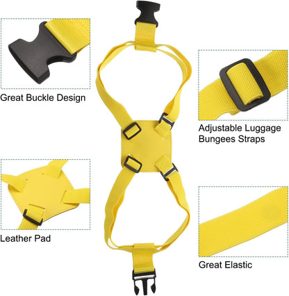 uxcell 2 Pcs Luggage Straps Bungees Adjustable Luggage Strap Buckle Carry Bag Elastic Suitcase Strap Belt Airport Travel Accessories for Travel Baggage Handbag Add Bag, Yellow