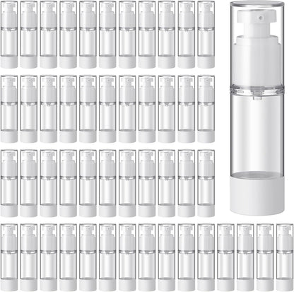 Sabary 60 Pcs Clear Airless Pump Bottles Refillable Cosmetic Travel Size Dispenser Vacuum Plastic Travel Bottles Empty Lotion Pump Dispenser Liquid Toiletry Container(1 oz)