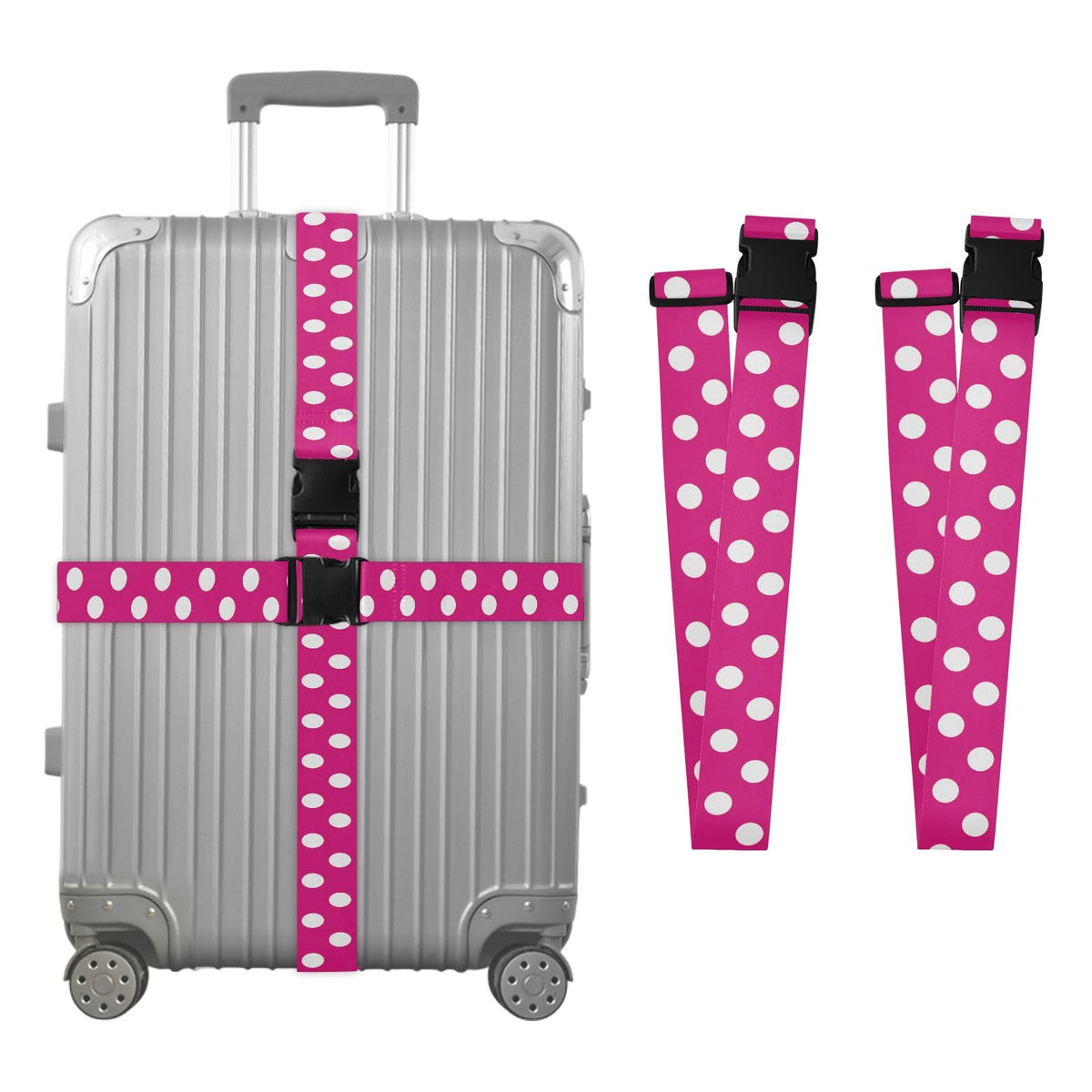 Red White Polka Dot Luggage Straps for Suitcases Luggage Belt Suitcase Strap with Buckles Packing Travel Adjustable 2 Pack