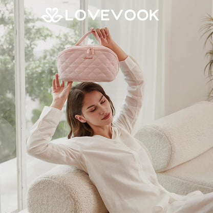 LOVEVOOK Travel Makeup Bag for Women With Mirror, Small Toiletry Bag
