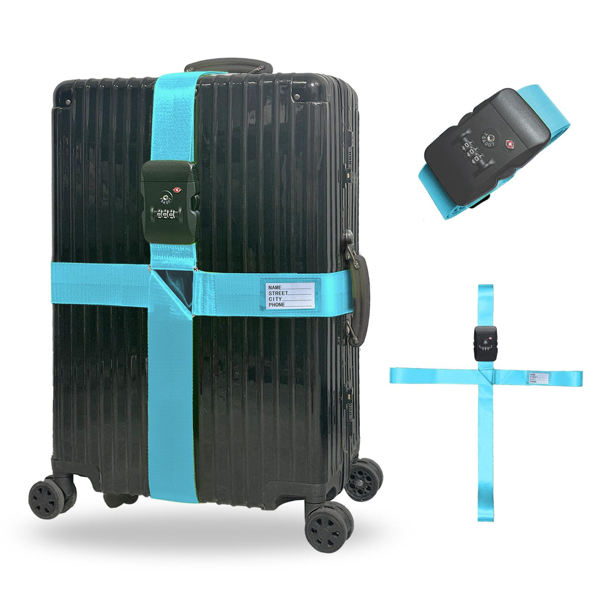 Luggage Straps TSA Approved with Lock,Suitcase Straps with Tags(Red 2 Pack)
