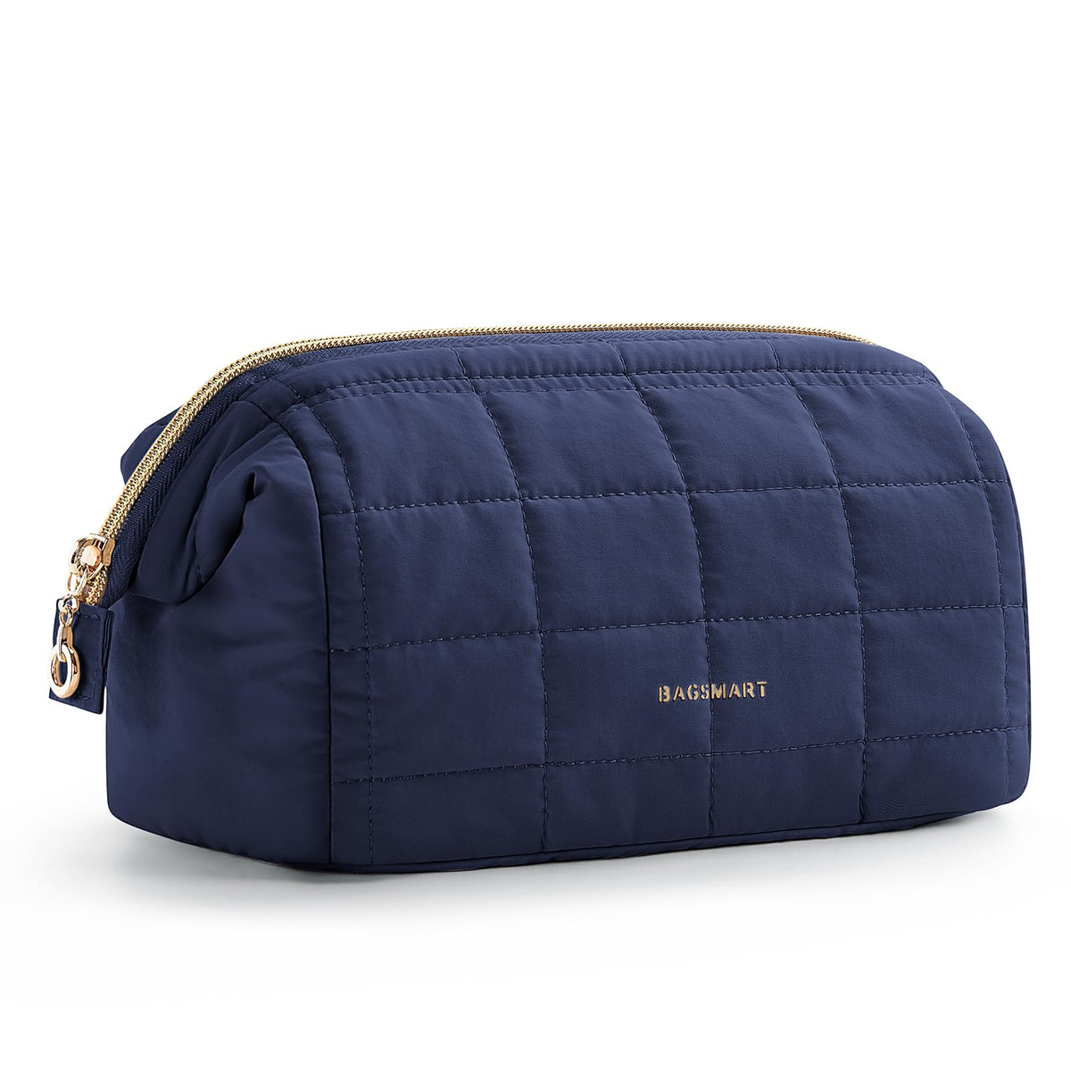 BAGSMART Makeup Bag Travel Toiletry Bag, Wide-open Zipper Pouch, Greige