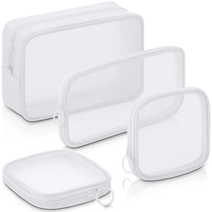 Weewooday 4Pcs Mesh Makeup Bag, Gray, Small, Large, Medium, Classic