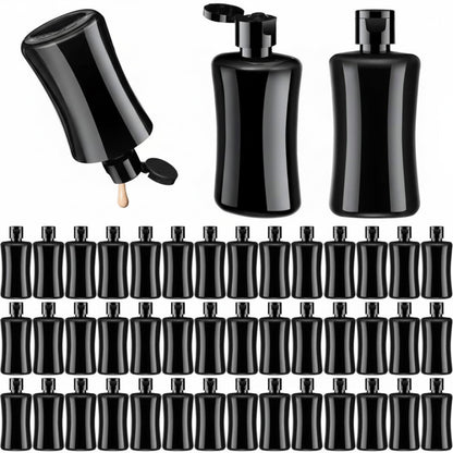 Domensi 50 Pcs 3.4 oz Black Travel Squeeze Bottles with Lids