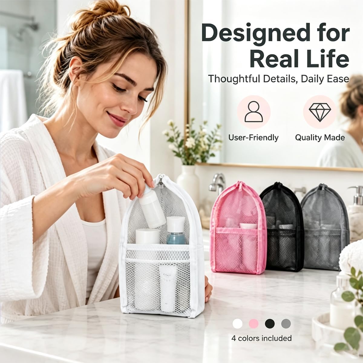 Standing Toiletry Bag, 4 Pack EVA Mesh Waterproof Travel Organizer