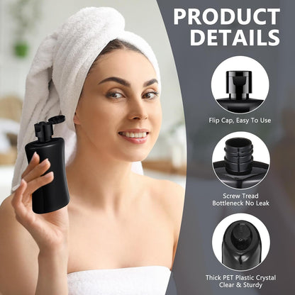 Domensi 50 Pcs 3.4 oz Black Travel Squeeze Bottles with Lids