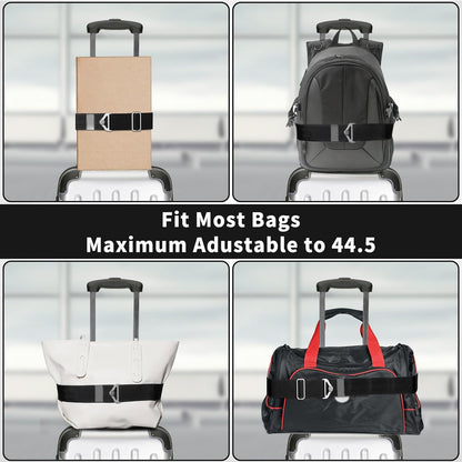 TOOVREN 2-in-1 Travel Belt for Luggage Straps Add a Bag Bungees Luggage Strap Over Handle Suitcases Belt for Carry On Bag Elastic Belt Adjustable Suitcase Strap Airport Travel Accessories Black