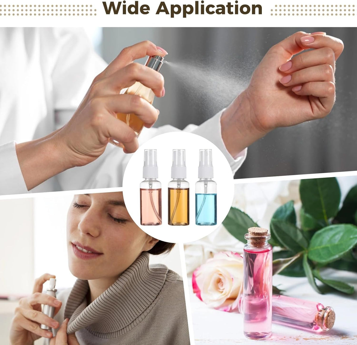 OMISTAR 200 PCS 1 oz Mini Small Spray Bottle - 30ml Transparent Plastic Travel Spray Bottles for Perfume Cosmetic, Travel Size with 5 Funnels, Convenient Refillable, Leak-proof Design