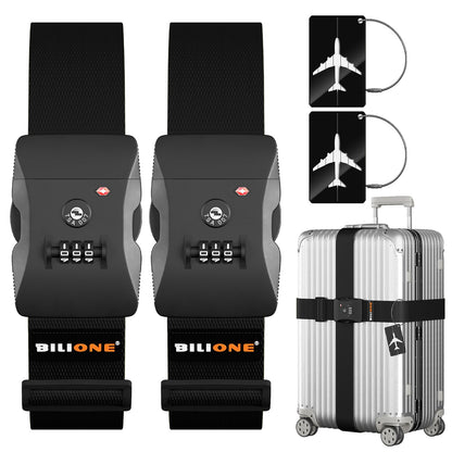 BILIONE Luggage Straps TSA Approved, Suitcase Belt with TSA Lock (2PCS)