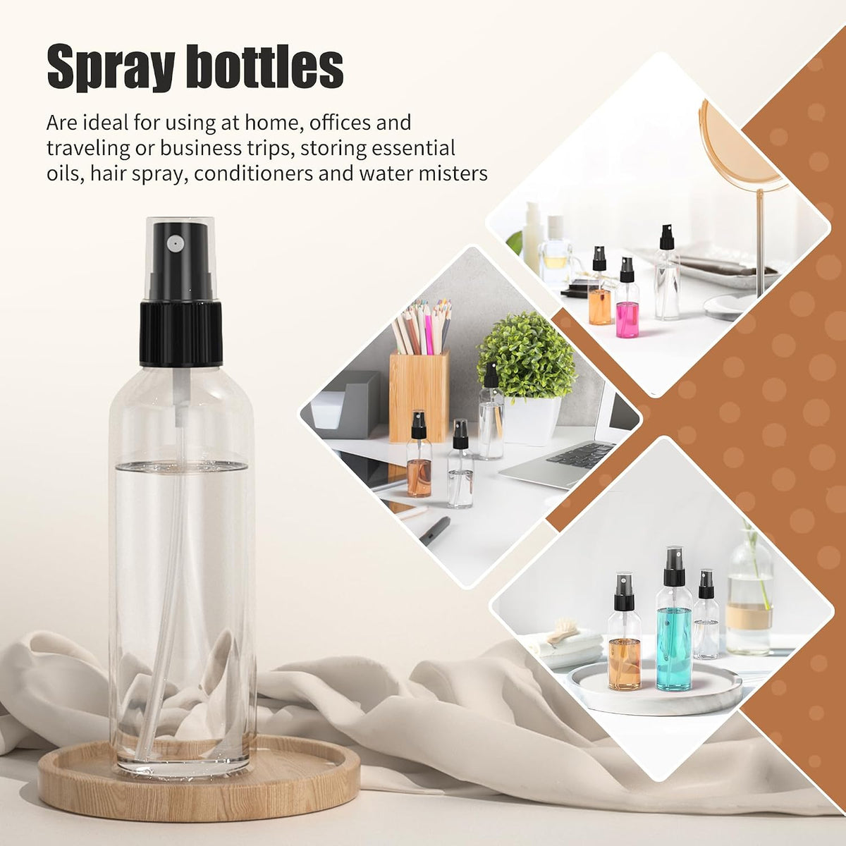 EPHECH 1oz/30ml Small Spray Bottles, 100PCS Travel Plastic Spray Bottles