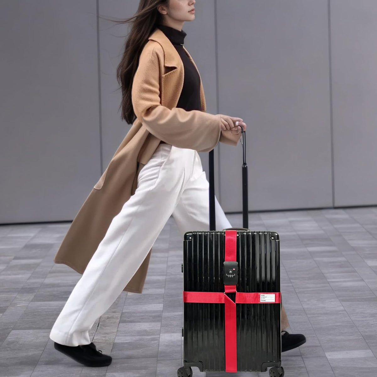 Luggage Straps TSA Approved with Lock,Suitcase Straps with Tags(Red 2 Pack)