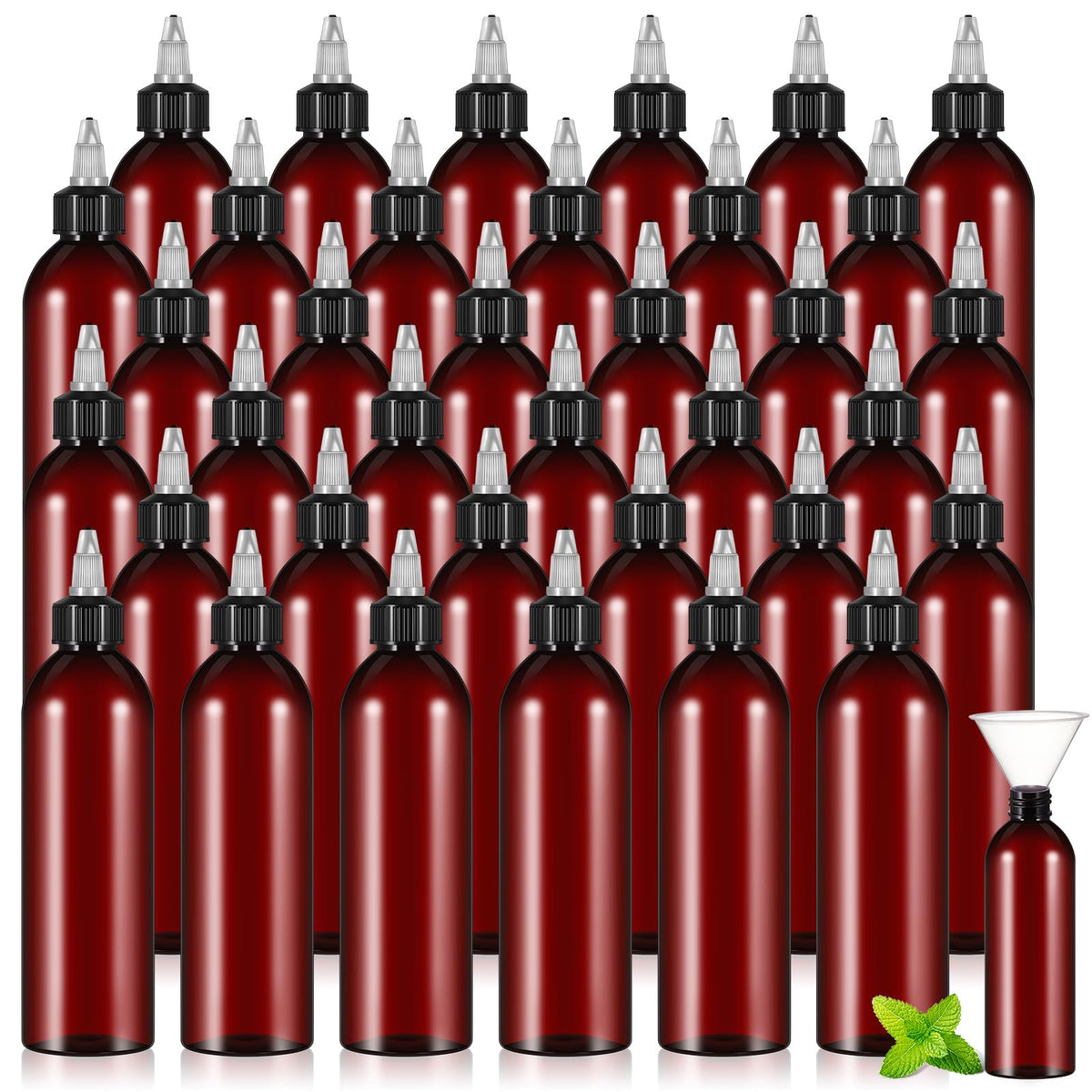 Barydat 24 Pcs 3 oz Squeeze Applicator Bottles for Hair Oiling, Amber