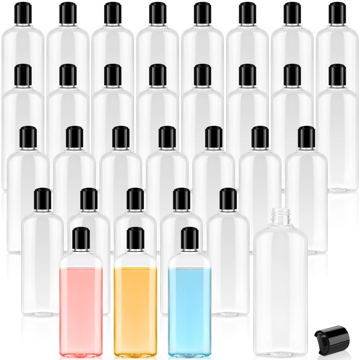 Domensi 24 Pcs Plastic Travel Bottles for Toiletries, 6.8oz, White
