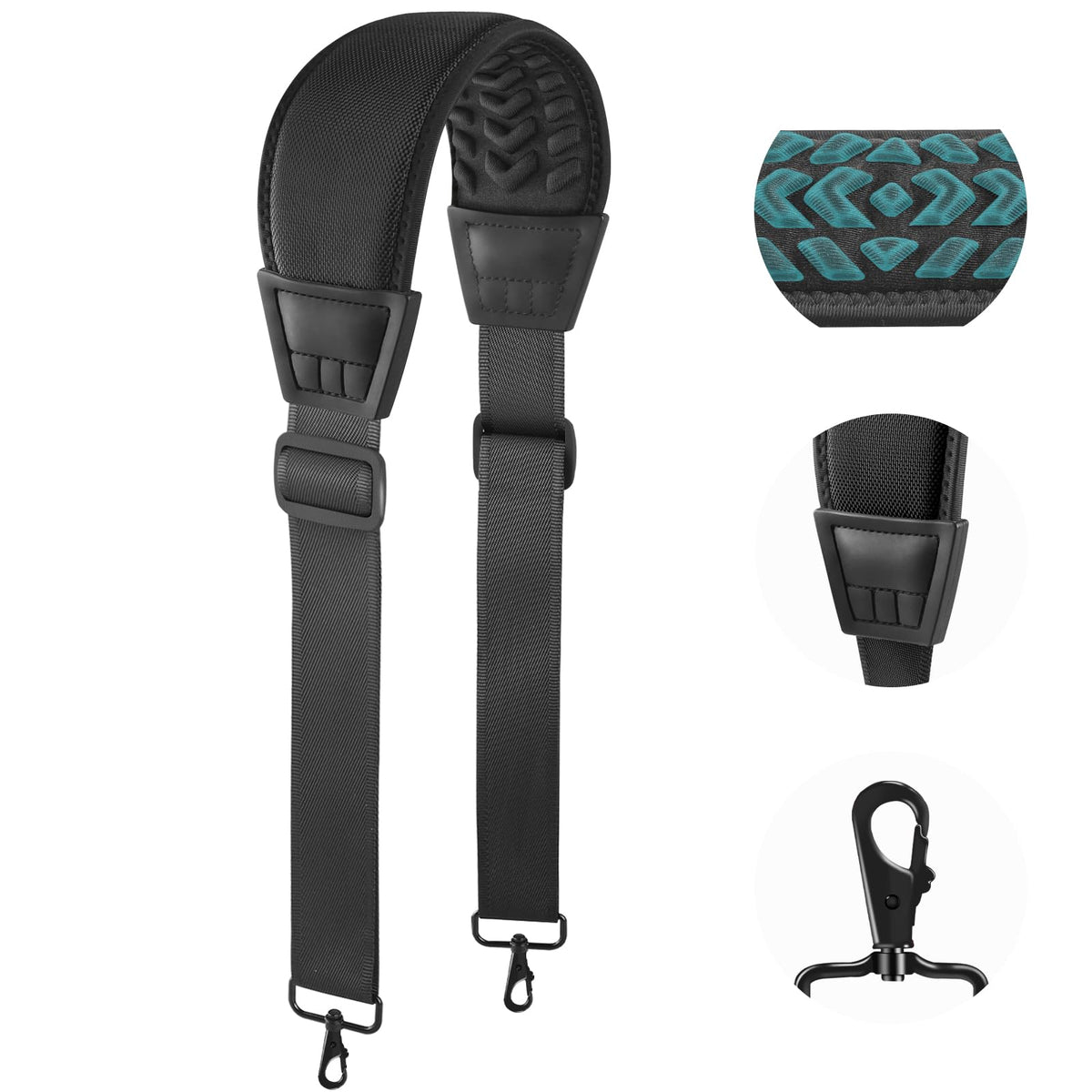 FIEIL 3D Air Cushion Ultra Comfortable Duffel Bag Strap，55" Universal Laptop Shoulder Strap, with Double Adjustable Buckles and Metal Hooksfor Briefcase Computer Messenger Bag (140CM Reduced Stress)