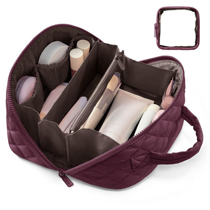 LOVEVOOK Travel Makeup Bag for Women With Mirror, Small Toiletry Bag