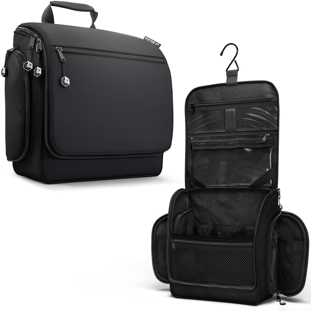 VENTURE 4TH Hanging Travel Toiletry Bag, 18 Compartments - Dark Green