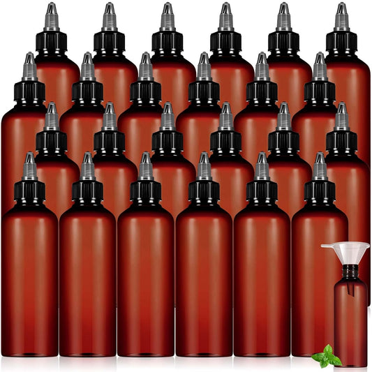 Barydat 24 Pcs 3 oz Squeeze Applicator Bottles for Hair Oiling, Amber