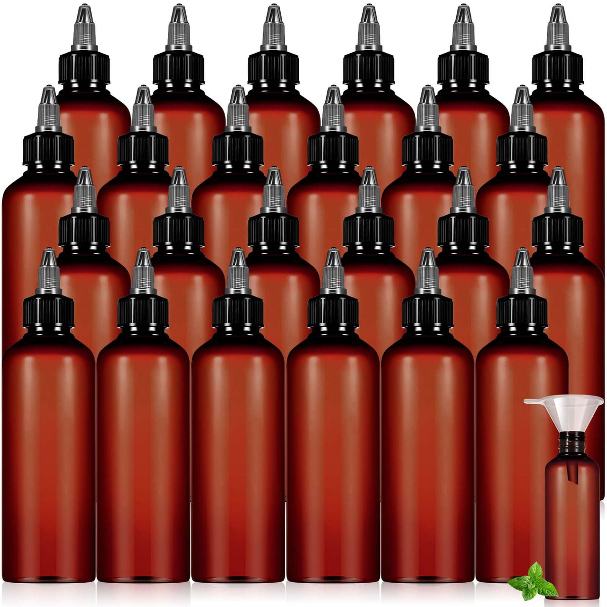 Barydat 24 Pcs 3 oz Squeeze Applicator Bottles for Hair Oiling, Amber