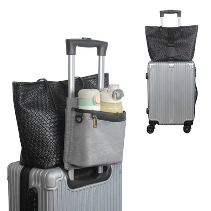 Luggage Travel Cup Holder with Luggage Straps Free Hand Drink Caddy Beverage Holder Travel Accessories Gift for Flight Attendants Businessmen Travelers Fits Roll on Suitcase Handles Black