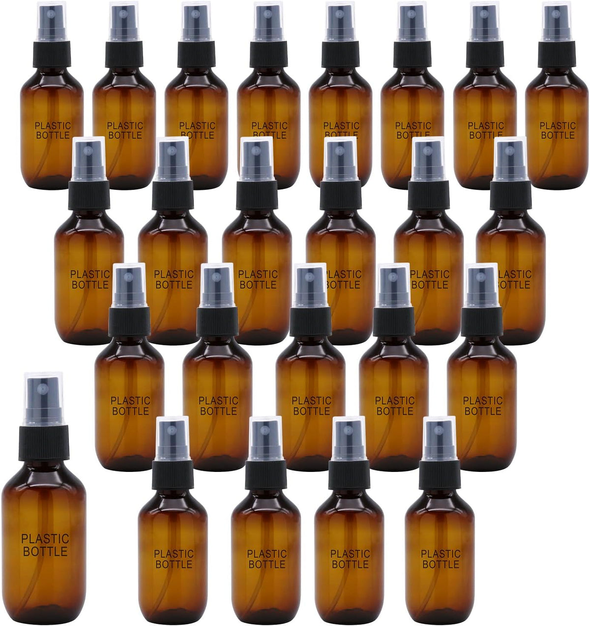 SYNTECSO 2oz Amber Plastic Spray Bottles, Fine Mist Water Bottle, 24 Pack