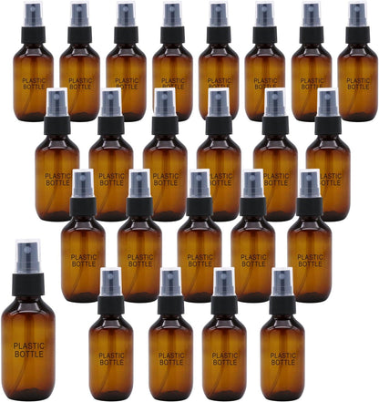 SYNTECSO 2oz Amber Plastic Spray Bottles, Fine Mist Water Bottle, 24 Pack
