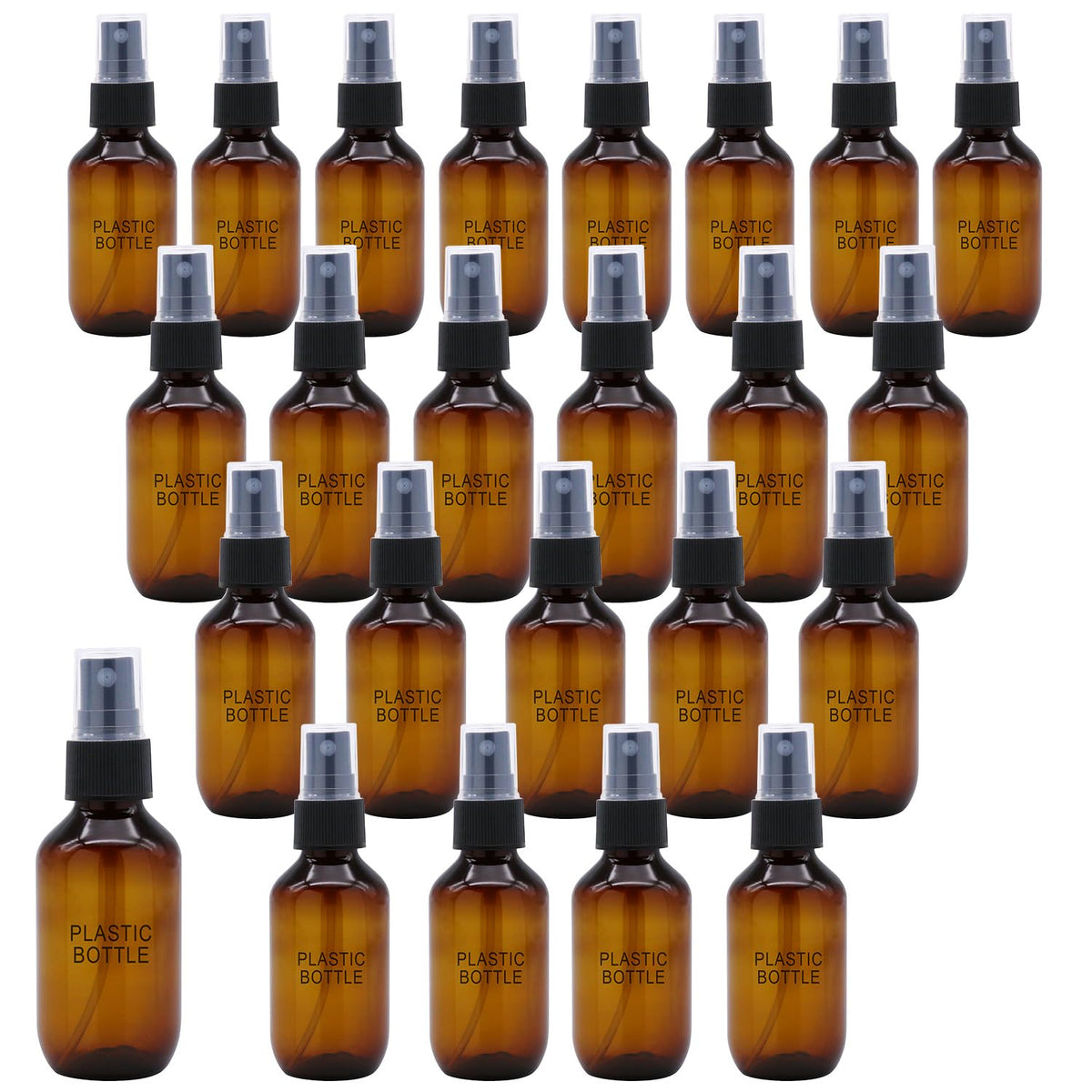 SYNTECSO 2oz Amber Plastic Spray Bottles, Fine Mist Water Bottle, 24 Pack