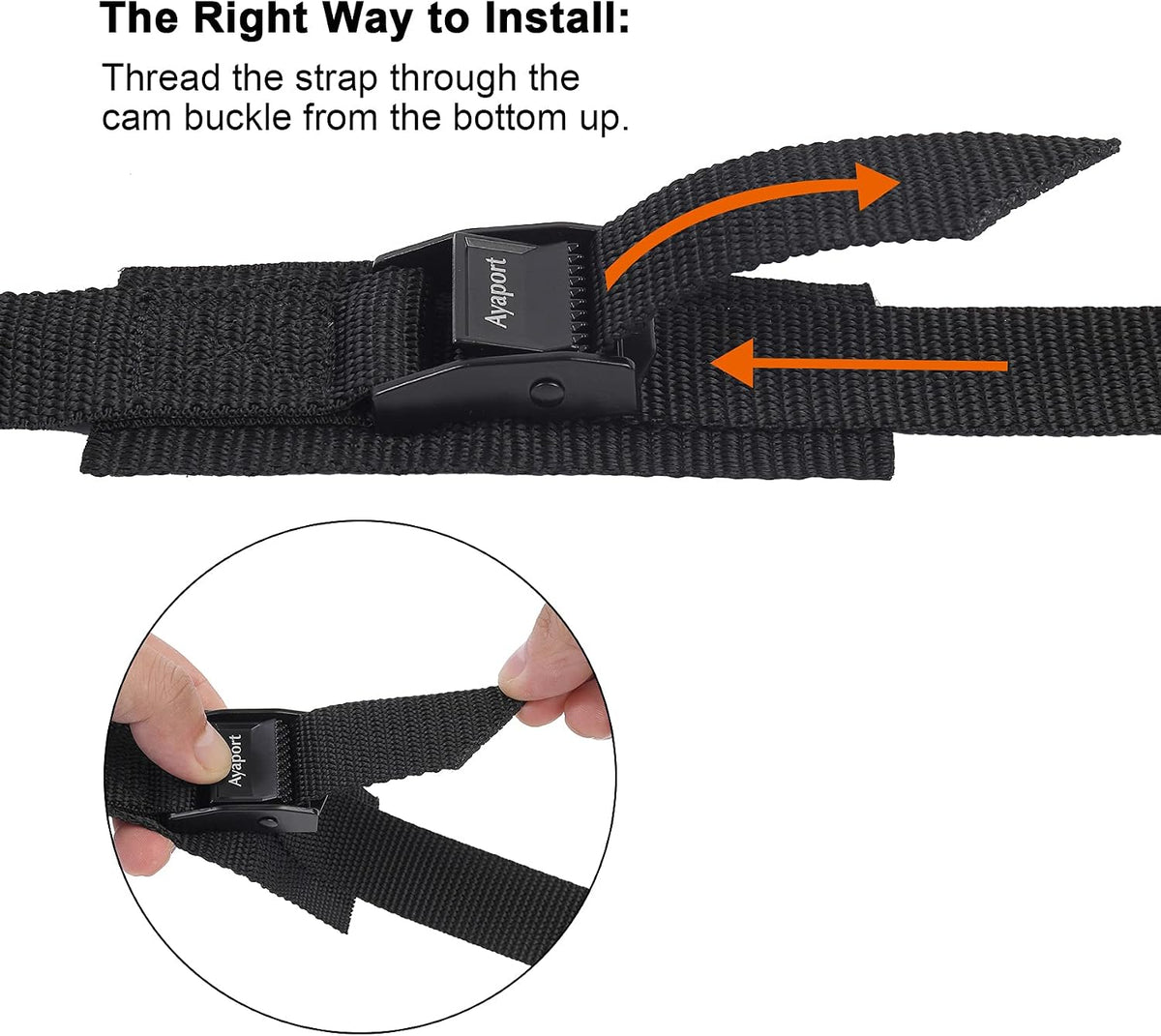 Ayaport Adjustable Lashing Straps with Buckles 1" x 6', 4 Pack