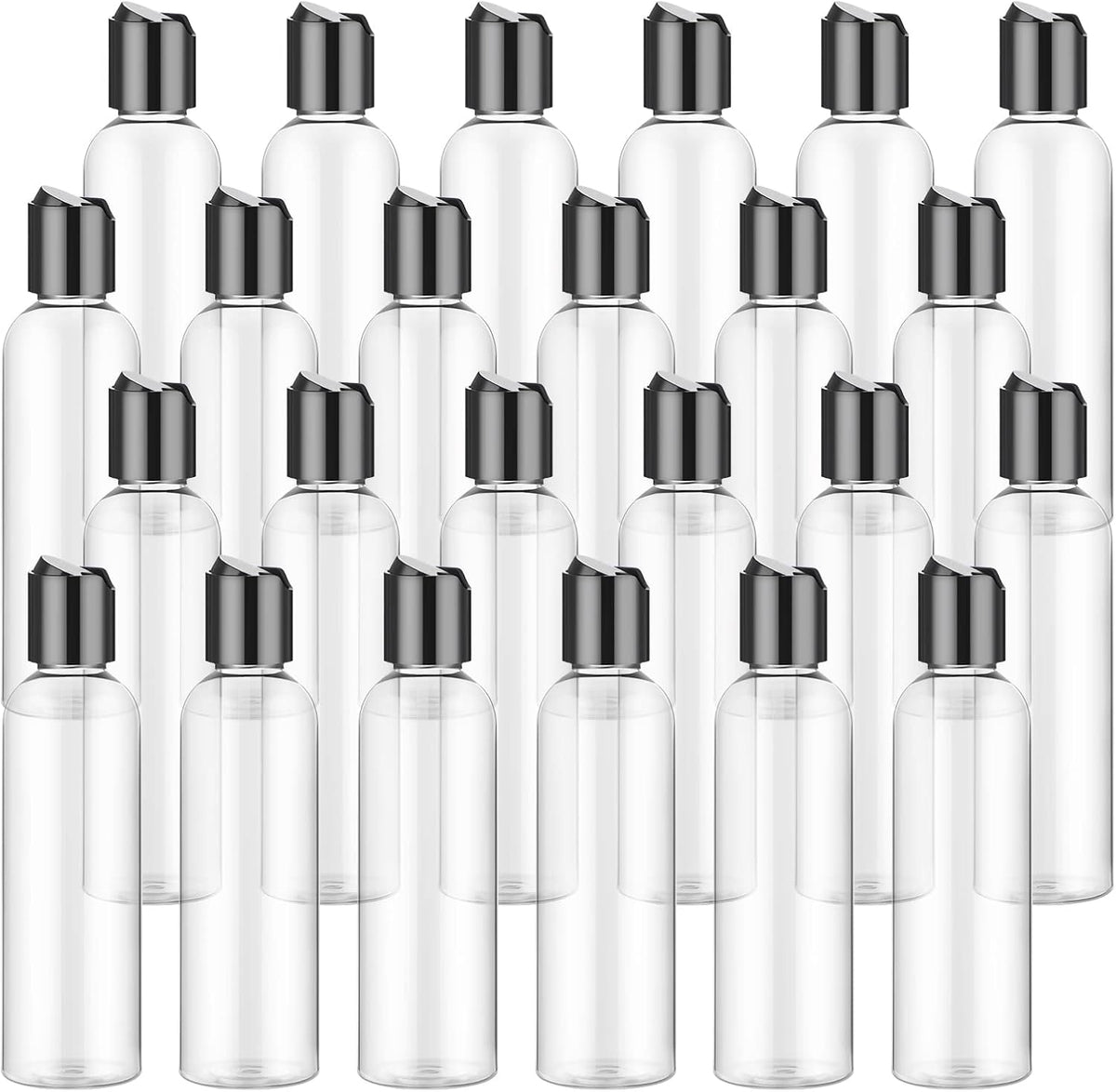 Potchen 24 Pcs 6.8 oz Clear Plastic Refillable Empty Bottles with Disc Cap