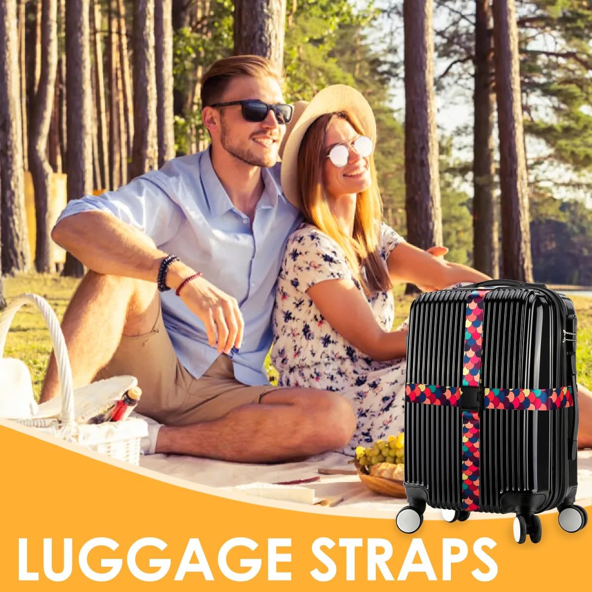 4 Pack Luggage Straps for Suitcases Adjustable Luggage Belt Suitcase Strap Travel Bag Accessories (Scales of Dragon(4 Pack))