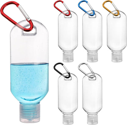 Kingrol 50 Plastic Travel Squeeze Bottles with Keychains, 2 oz Empty Hand Sanitizer Bottles, Portable Liquid Squeeze Containers for Toiletries, Cosmetics - Leak Proof, Refillable