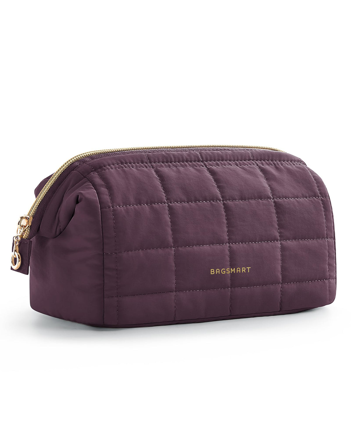 BAGSMART Makeup Bag Travel Toiletry Bag, Wide-open Zipper Pouch, Greige