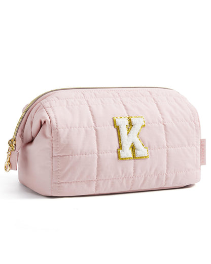BAGSMART Makeup Bag Travel Toiletry Bag, Wide-open Zipper Pouch, Greige