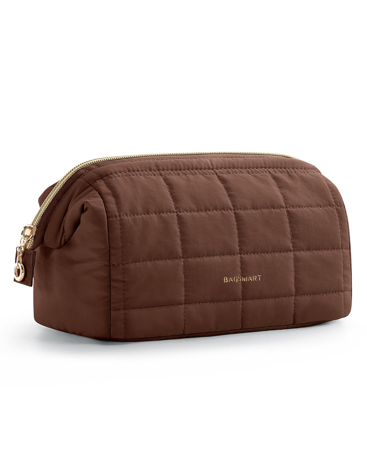 BAGSMART Makeup Bag Travel Toiletry Bag, Wide-open Zipper Pouch, Greige