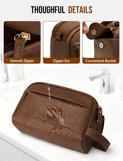 PU Leather Toiletry Bag for Men, Brown