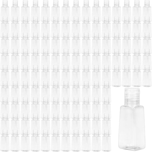 120 PCS 1oz/30ml Clear Empty Travel Bottles, Small Trapezoidal Flip Cap Squeeze Bottles, Portable Plastic Sample Bottle for Shampoo Lotions Shower Gel Makeup