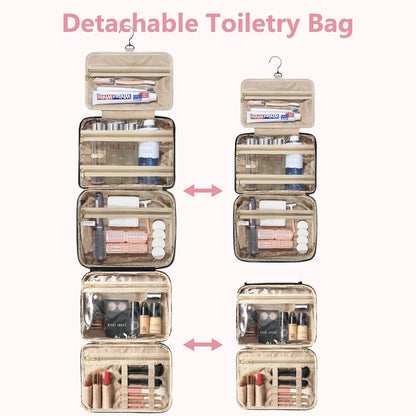 Detachable Travel Toiletry Bag for Women - Large Toiletry Bags for Traveling Women - Hanging Makeup Cosmetic Bag, Organizer for Travel Accessories Cruise Essential - Travel Size Toiletries