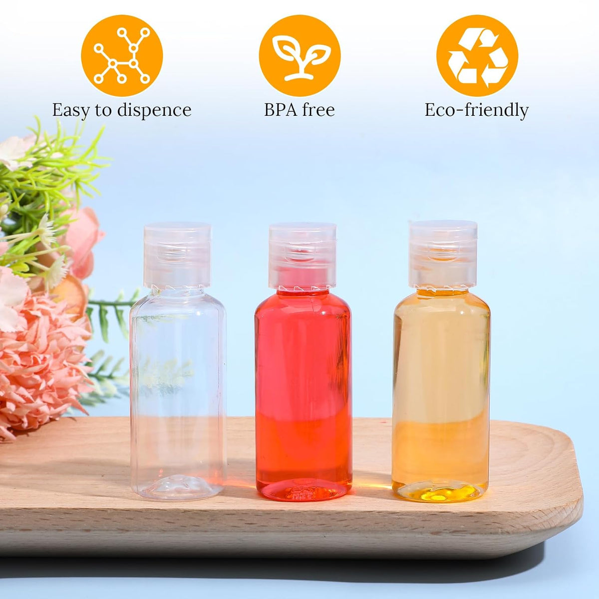 100 Pack 1 oz Travel Bottles, 30ml Clear Plastic Travel Size Containers with Flip Cap - Leak Proof Refillable Empty Bottles for Toiletries, Lotion & Cosmetics
