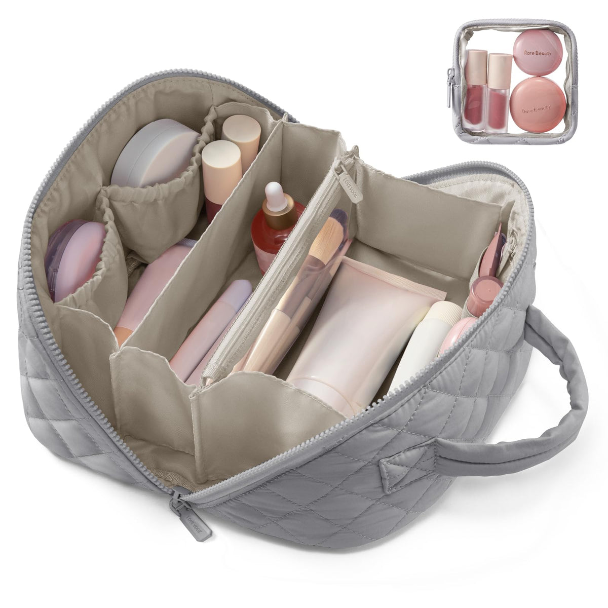 LOVEVOOK Travel Makeup Bag for Women With Mirror, Small Toiletry Bag