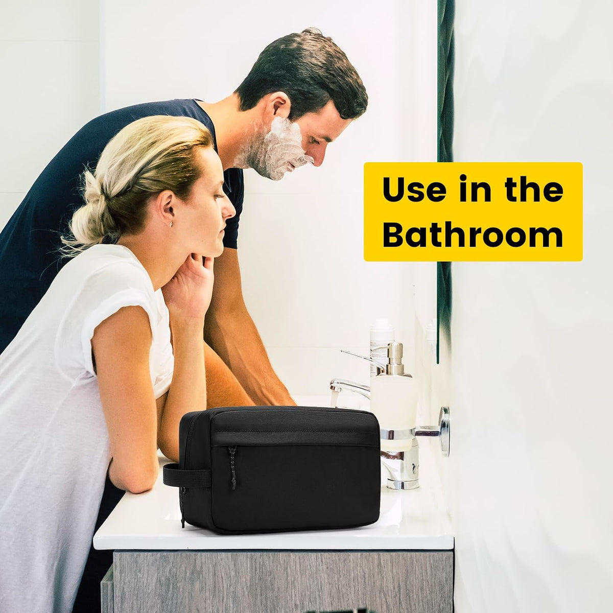 Vorspack Water Resistant Travel Toiletry Bag for Men Women - Large & Black