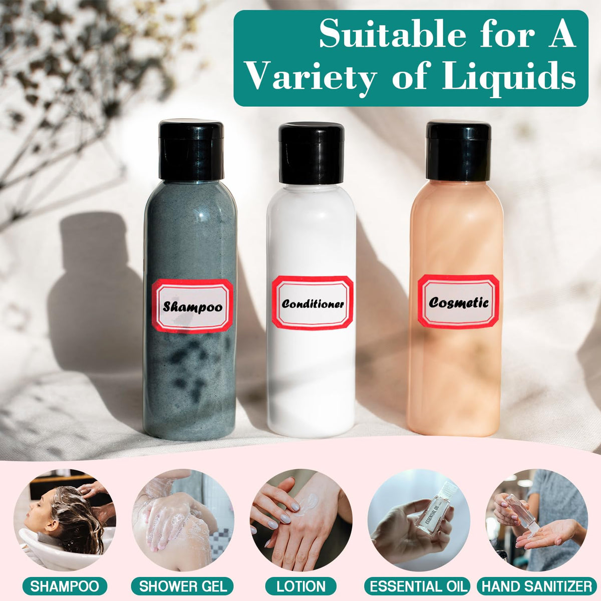 100pcs Empty 3.4 oz Travel Bottles with Flip Cap for Liquids Lotion