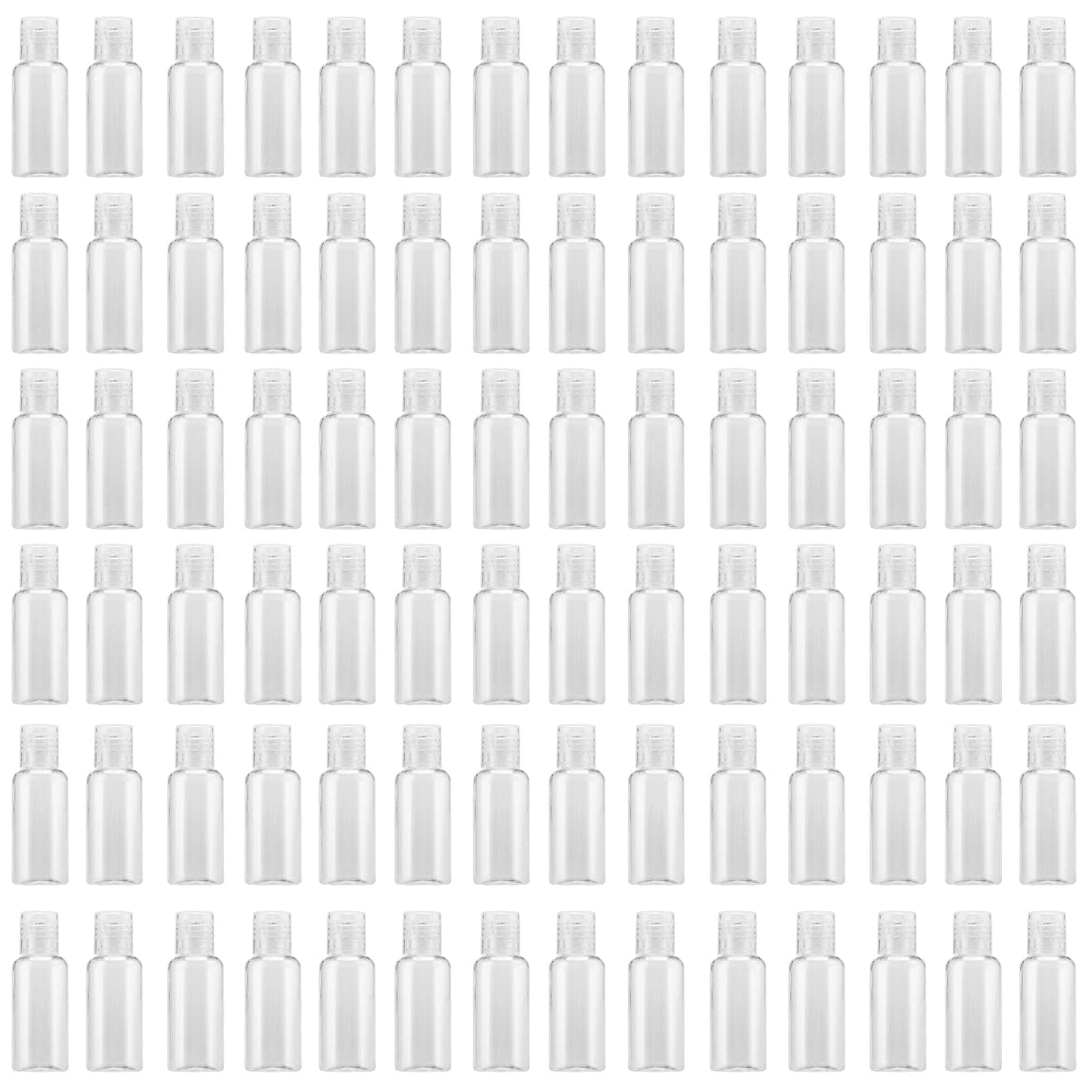 MOUYAT 50 Pack 4oz Clear Plastic Flip Cap Bottles, 120ml Empty Small Squeeze Travel Size Bottles, Mini Refillable Flip Cap Travel Size Sample Containers for Lotion, Cream and Toiletries