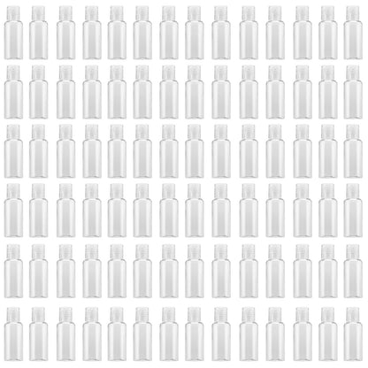 MOUYAT 50 Pack 4oz Clear Plastic Flip Cap Bottles, 120ml Empty Small Squeeze Travel Size Bottles, Mini Refillable Flip Cap Travel Size Sample Containers for Lotion, Cream and Toiletries
