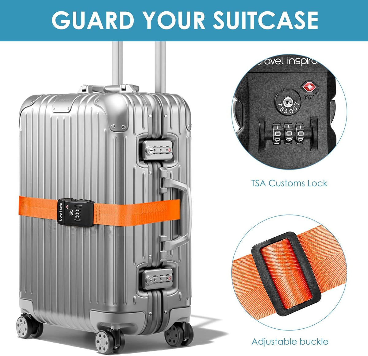 Travel Inspira Heavy Duty Luggage Straps with TSA Lock