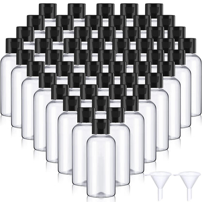 Mifoci 100 Pcs Small Plastic Bottles with Caps 2 oz Clear Empty Squeeze Bottle with Flip Cap Small Refillable Transparent Travel Dispenser Container for Shampoo Lotion Conditioner Liquid Soap