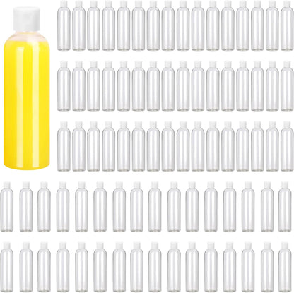 100 Pack 4 oz Plastic Squeeze Bottles with Top Flip Caps, Clear Empty Squeeze Bottles for Lotion, Travel-Friendly Clear Refillable Bottle, BPA-Free for Liquids and Personal Care