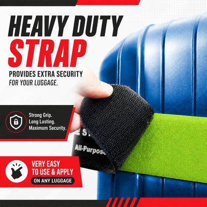 BXR TravelGrip Luggage Straps - 4 Pack Travel Luggage Straps, Heavy Duty Cinch Strap, Easy to Use and Adjust - TSA Approved (Red - Neon Gren)