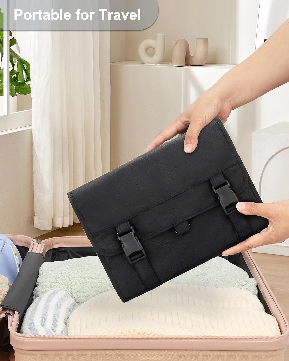 Relavel Hanging Toiletry Bag for Men Women, Water-Resistant Toiletries Bag