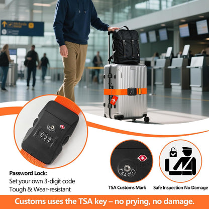 BILIONE Luggage Straps TSA Approved, Suitcase Belt with TSA Lock (2PCS)
